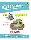 CLAAS Mähdrescher Typ COMET Bild- Ersatzteilliste & VW Motor Typ 122-122/1 Bild- Bedienungsanleitung - annoligno 311